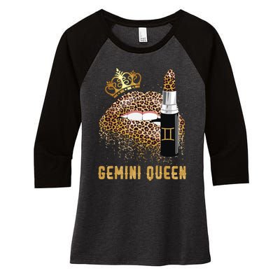 Gemini Queen Leopard Lips Gemini Women's Tri-Blend 3/4-Sleeve Raglan Shirt