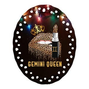 Gemini Queen Leopard Lips Gemini Ceramic Oval Ornament