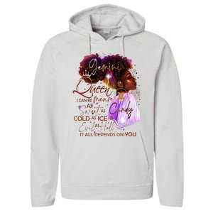 Gemini Queen Sweet As Candy Birthday Gift For Black Women Performance Fleece Hoodie