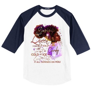 Gemini Queen Sweet As Candy Birthday Gift For Black Women Baseball Sleeve Shirt