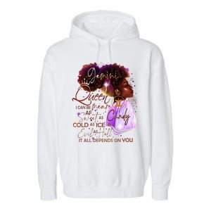 Gemini Queen Sweet As Candy Birthday Gift For Black Women Garment-Dyed Fleece Hoodie