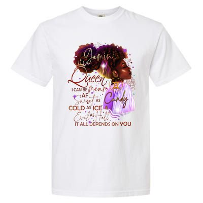 Gemini Queen Sweet As Candy Birthday Gift For Black Women Garment-Dyed Heavyweight T-Shirt