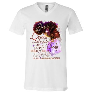 Gemini Queen Sweet As Candy Birthday Gift For Black Women V-Neck T-Shirt