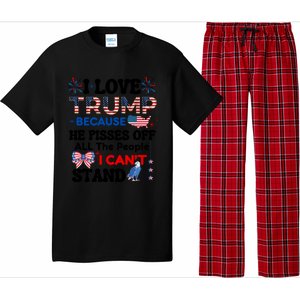 Great Quote Supporters I Love Trump Eagle Bow Tie Map Usa Gift Pajama Set