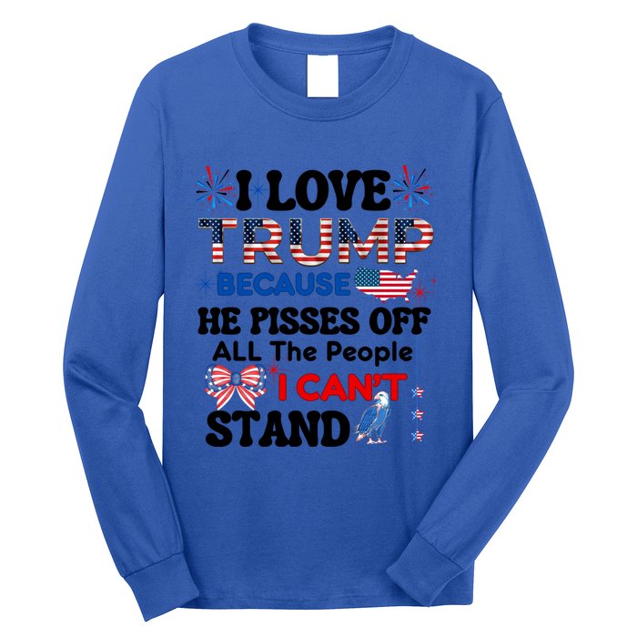 Great Quote Supporters I Love Trump Eagle Bow Tie Map Usa Gift Long Sleeve Shirt