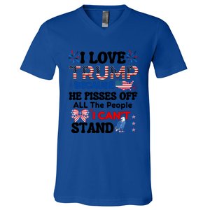 Great Quote Supporters I Love Trump Eagle Bow Tie Map Usa Gift V-Neck T-Shirt