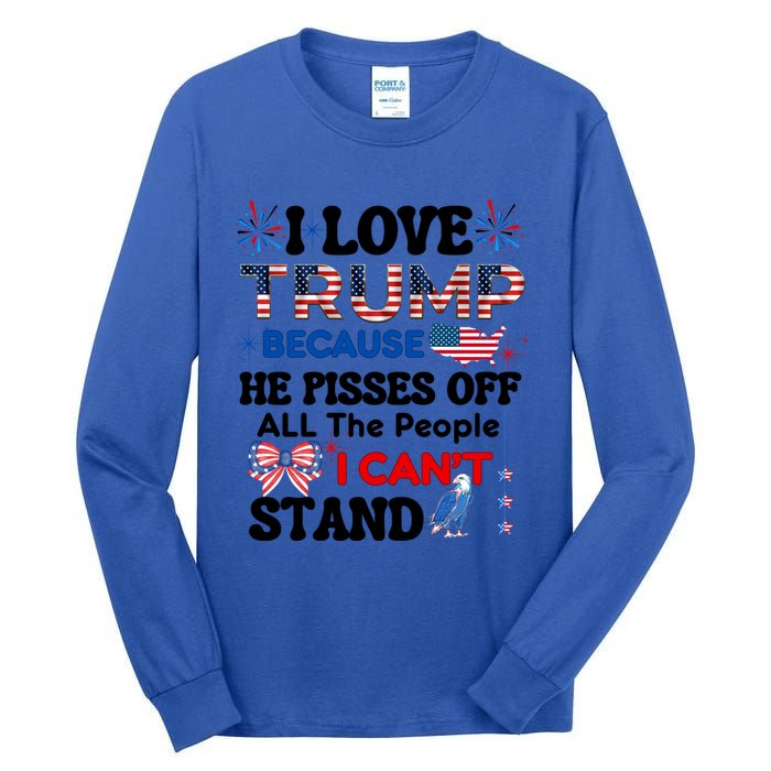 Great Quote Supporters I Love Trump Eagle Bow Tie Map Usa Gift Tall Long Sleeve T-Shirt