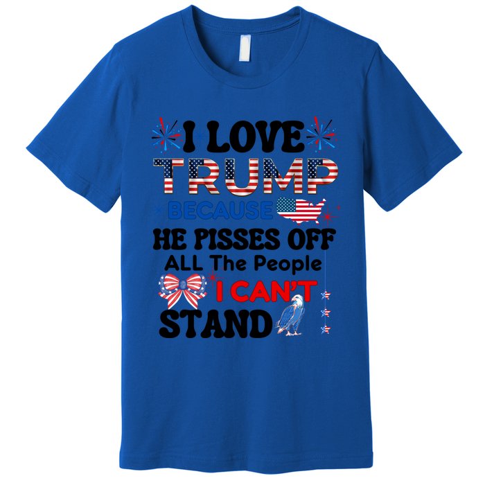 Great Quote Supporters I Love Trump Eagle Bow Tie Map Usa Gift Premium T-Shirt