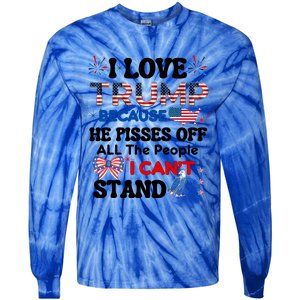 Great Quote Supporters I Love Trump Eagle Bow Tie Map Usa Gift Tie-Dye Long Sleeve Shirt