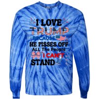 Great Quote Supporters I Love Trump Eagle Bow Tie Map Usa Gift Tie-Dye Long Sleeve Shirt