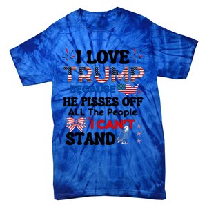 Great Quote Supporters I Love Trump Eagle Bow Tie Map Usa Gift Tie-Dye T-Shirt