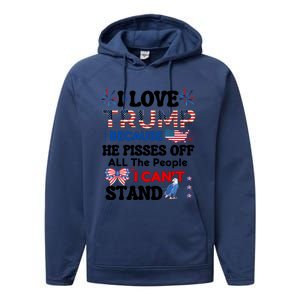 Great Quote Supporters I Love Trump Eagle Bow Tie Map Usa Gift Performance Fleece Hoodie