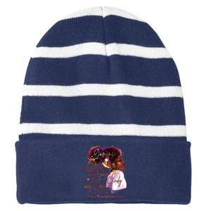 Gemini Queen Sweet As Candy Birthday Gift For Black Women Striped Beanie with Solid Band