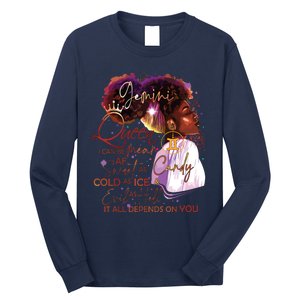 Gemini Queen Sweet As Candy Birthday Gift For Black Women Long Sleeve Shirt