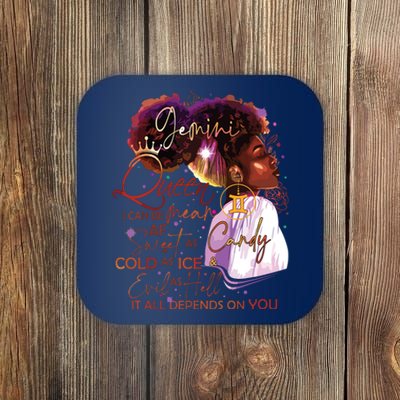 Gemini Queen Sweet As Candy Birthday Gift For Black Women Coaster