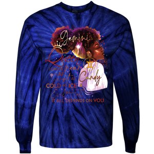 Gemini Queen Sweet As Candy Birthday Gift For Black Women Tie-Dye Long Sleeve Shirt