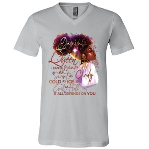 Gemini Queen Sweet As Candy Birthday Gift For Black Women V-Neck T-Shirt