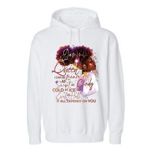 Gemini Queen Sweet As Candy Birthday Gift For Black Women Garment-Dyed Fleece Hoodie