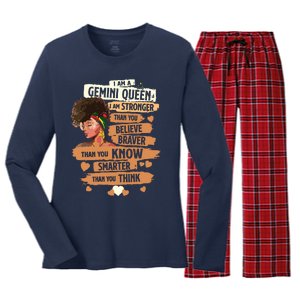 Gemini Queen Sweet As Candy Birthday Gift For Black Women Women's Long Sleeve Flannel Pajama Set 