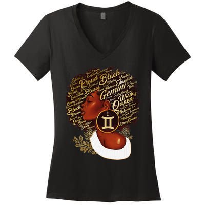 Gemini Queen Sweet As Candy Birthday Gift For Black Wo Women's V-Neck T-Shirt