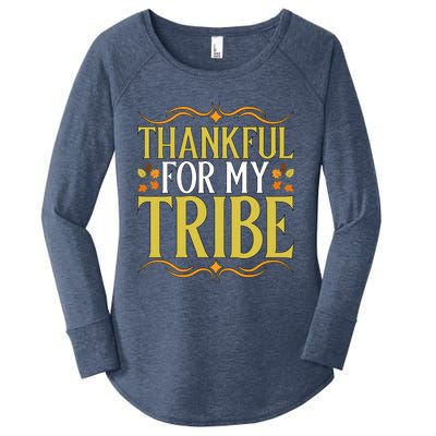 Gratitude Quote Thankful For My Tribe Family Friends Gift Women's Perfect Tri Tunic Long Sleeve Shirt