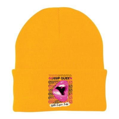 Gossip Queen With Liquor Lips Knit Cap Winter Beanie