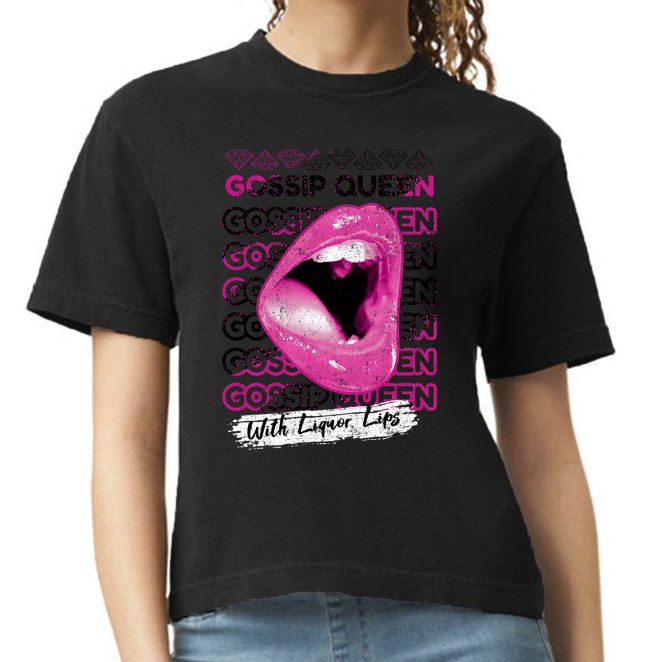 Gossip Queen With Liquor Lips Comfort Colors Boxy T-Shirt