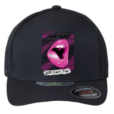 Gossip Queen With Liquor Lips Flexfit Unipanel Trucker Cap
