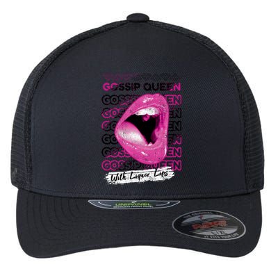 Gossip Queen With Liquor Lips Flexfit Unipanel Trucker Cap