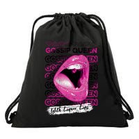 Gossip Queen With Liquor Lips Drawstring Bag