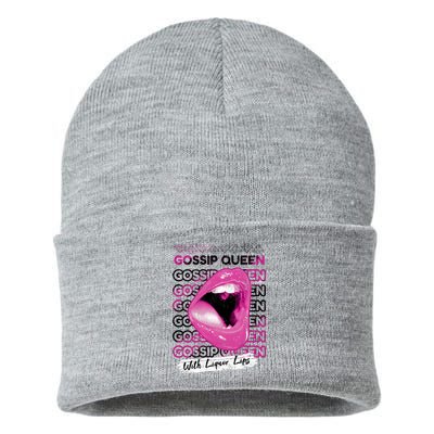 Gossip Queen With Liquor Lips Sustainable Knit Beanie