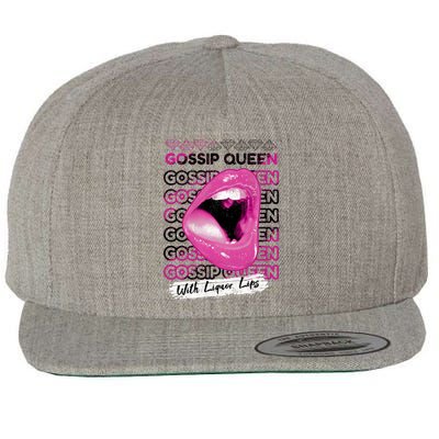 Gossip Queen With Liquor Lips Wool Snapback Cap