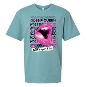 Gossip Queen With Liquor Lips Sueded Cloud Jersey T-Shirt