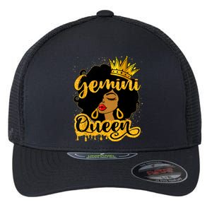 Gemini Queen Zodiac Sign Birthday Girl Afro Black Woman Flexfit Unipanel Trucker Cap