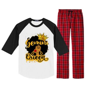 Gemini Queen Zodiac Sign Birthday Girl Afro Black Woman Raglan Sleeve Pajama Set