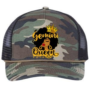 Gemini Queen Zodiac Sign Birthday Girl Afro Black Woman Retro Rope Trucker Hat Cap