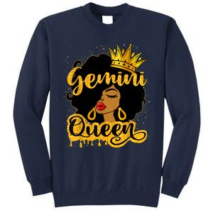 Gemini Queen Zodiac Sign Birthday Girl Afro Black Woman Tall Sweatshirt