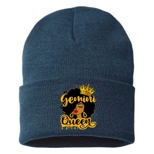 Gemini Queen Zodiac Sign Birthday Girl Afro Black Woman Sustainable Knit Beanie