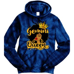 Gemini Queen Zodiac Sign Birthday Girl Afro Black Woman Tie Dye Hoodie