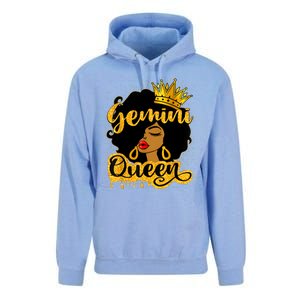 Gemini Queen Zodiac Sign Birthday Girl Afro Black Woman Unisex Surf Hoodie