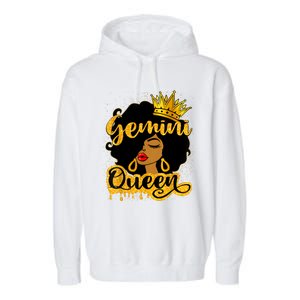 Gemini Queen Zodiac Sign Birthday Girl Afro Black Woman Garment-Dyed Fleece Hoodie