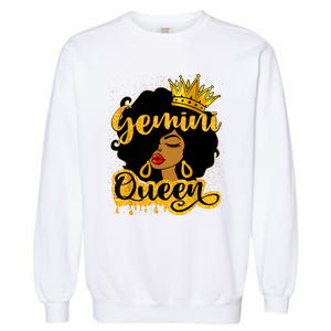 Gemini Queen Zodiac Sign Birthday Girl Afro Black Woman Garment-Dyed Sweatshirt