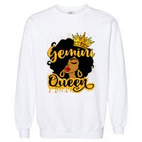 Gemini Queen Zodiac Sign Birthday Girl Afro Black Woman Garment-Dyed Sweatshirt