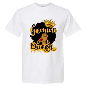 Gemini Queen Zodiac Sign Birthday Girl Afro Black Woman Garment-Dyed Heavyweight T-Shirt