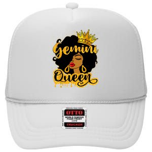 Gemini Queen Zodiac Sign Birthday Girl Afro Black Woman High Crown Mesh Back Trucker Hat