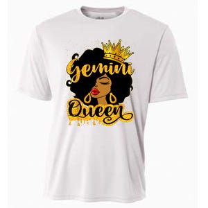 Gemini Queen Zodiac Sign Birthday Girl Afro Black Woman Cooling Performance Crew T-Shirt