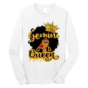 Gemini Queen Zodiac Sign Birthday Girl Afro Black Woman Long Sleeve Shirt