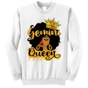 Gemini Queen Zodiac Sign Birthday Girl Afro Black Woman Sweatshirt