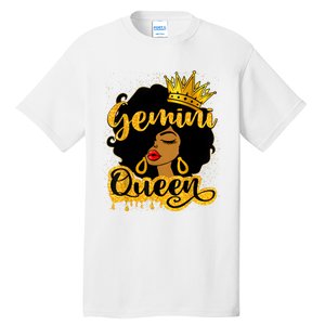 Gemini Queen Zodiac Sign Birthday Girl Afro Black Woman Tall T-Shirt