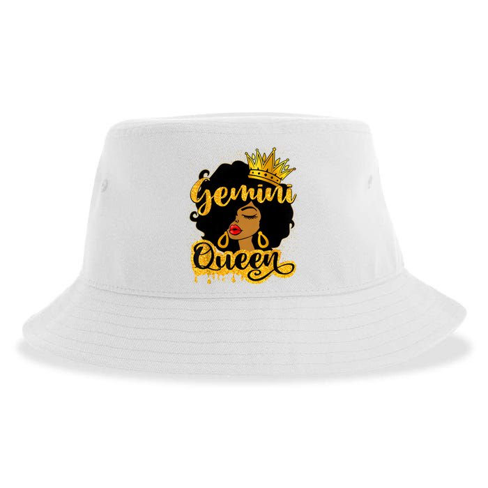 Gemini Queen Zodiac Sign Birthday Girl Afro Black Woman Sustainable Bucket Hat